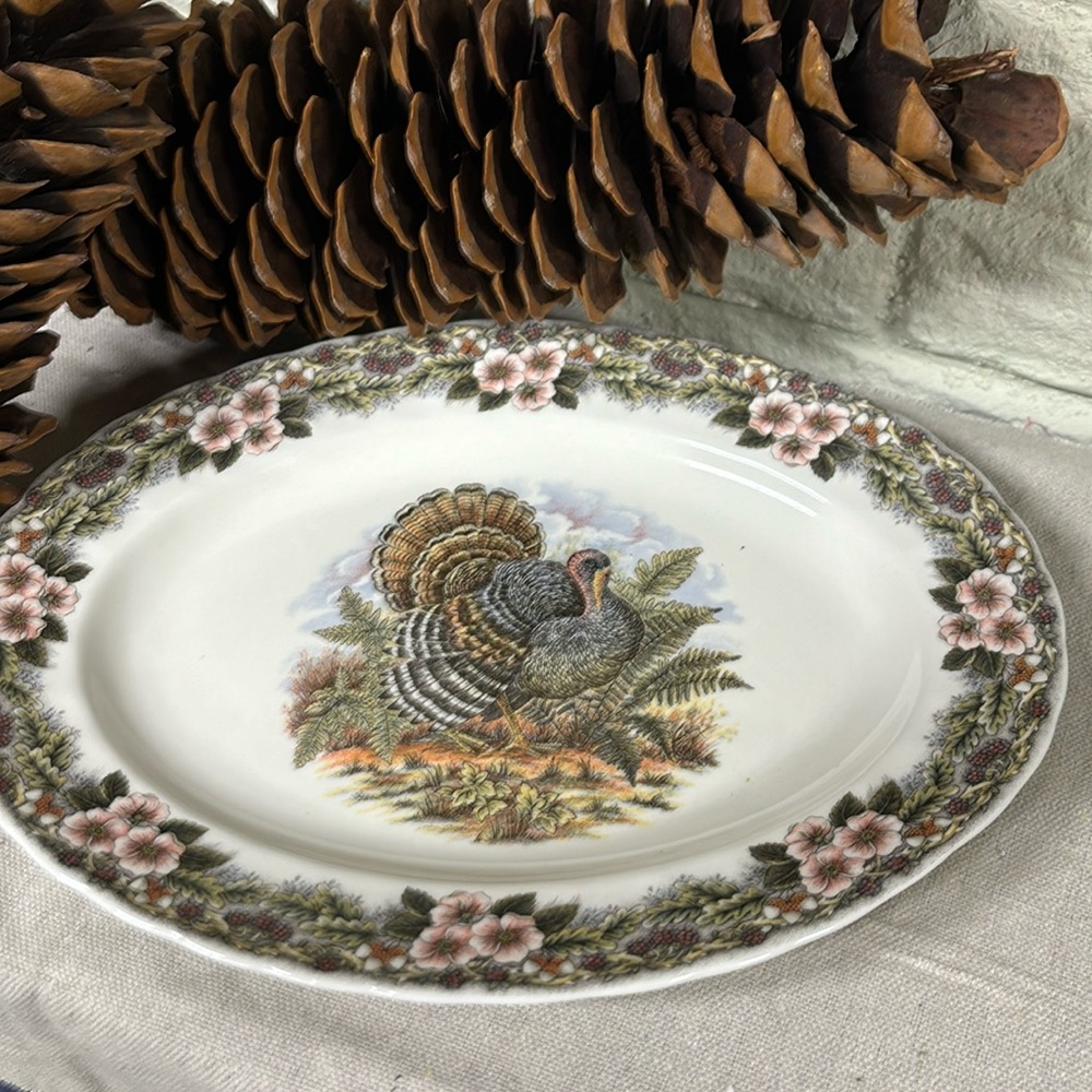 Churchill Thanksgiving, turkey platter by Myott factory archive illustrations